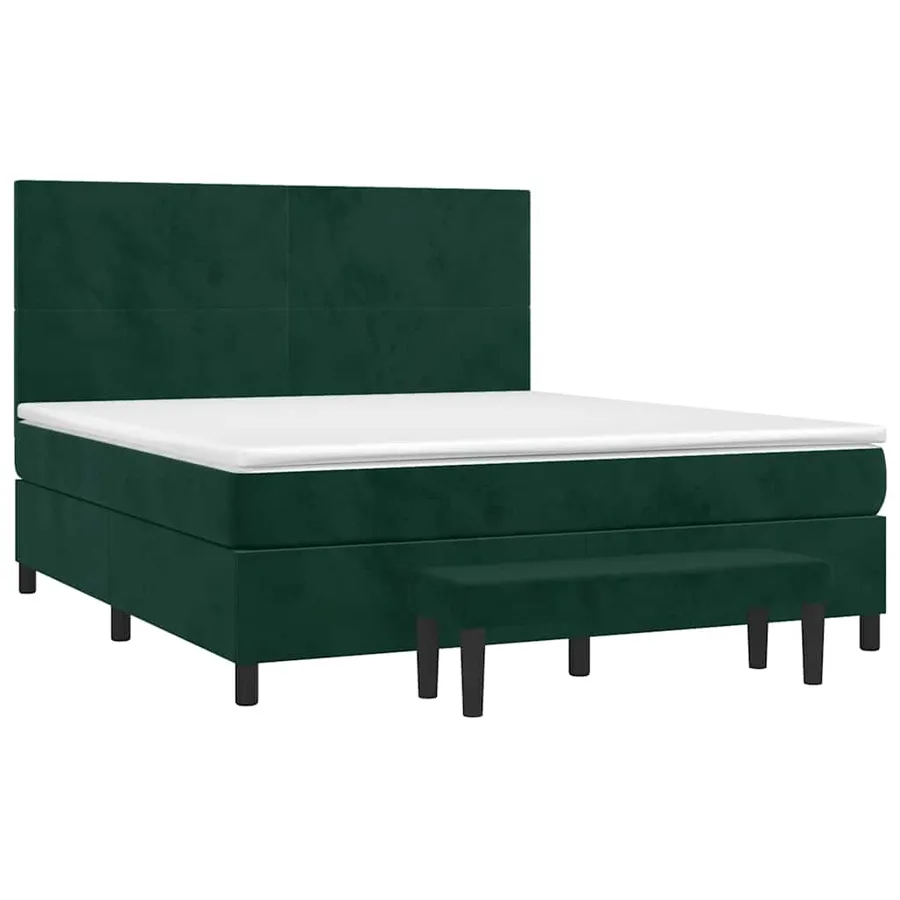 Sommier à lattes de lit et matelas Vert foncé 180x200cm Velours - 3