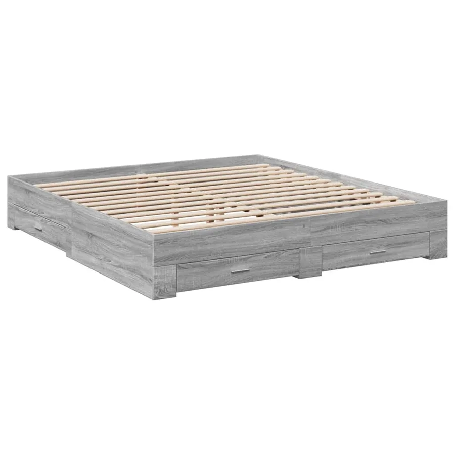 Cadre de lit avec tiroirs sans matelas sonoma gris 180x200 cm - 3