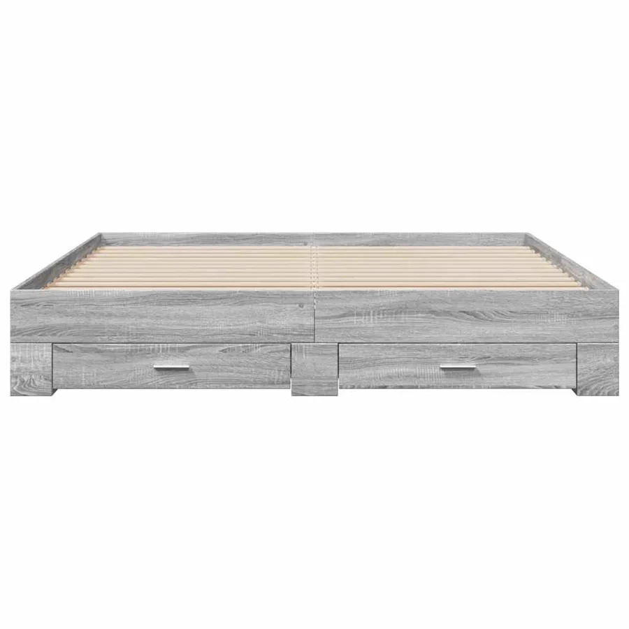 Cadre de lit avec tiroirs sans matelas sonoma gris 180x200 cm - 4