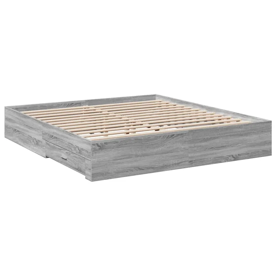 Cadre de lit avec tiroirs sans matelas sonoma gris 180x200 cm - 6