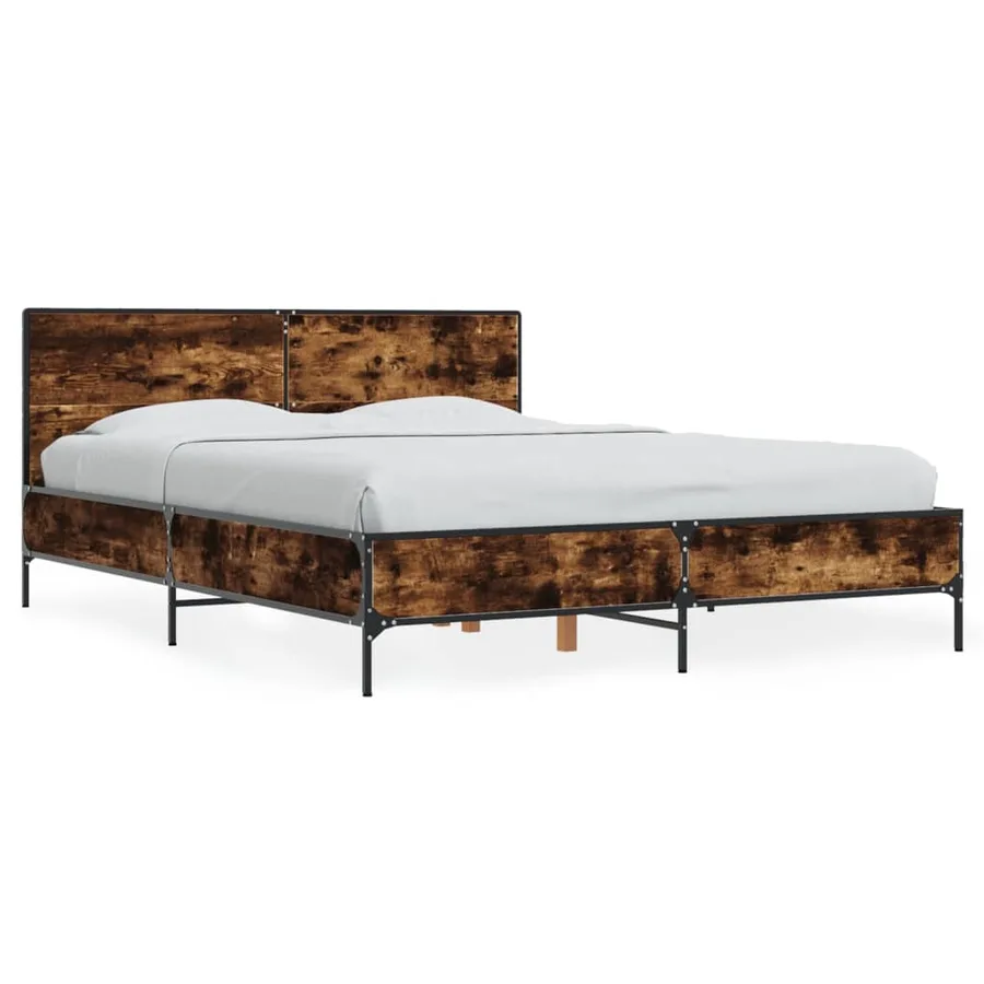 Cadre de lit sans matelas chêne fumé 140x200 cm - 2