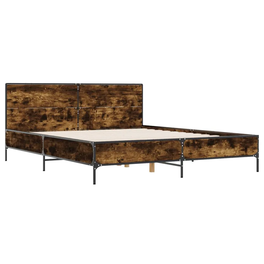 Cadre de lit sans matelas chêne fumé 140x200 cm - 3