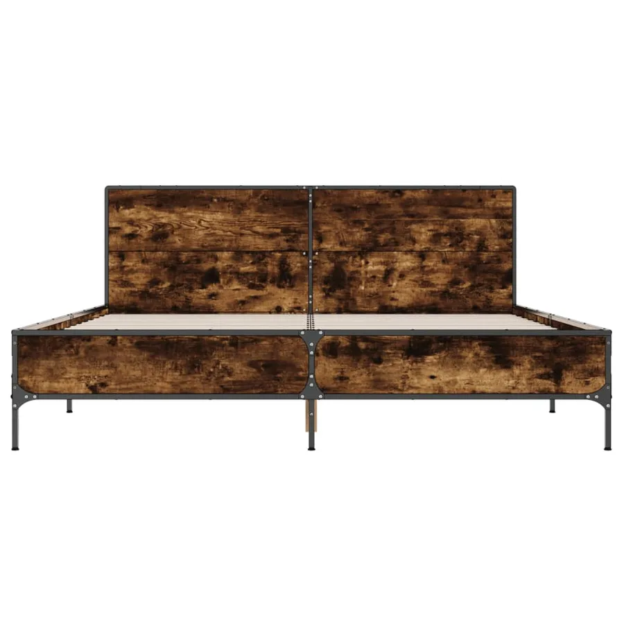 Cadre de lit sans matelas chêne fumé 140x200 cm - 4