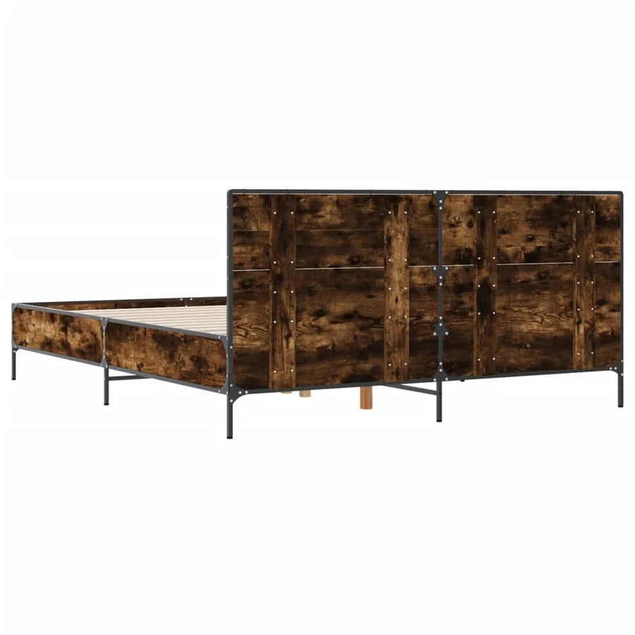 Cadre de lit sans matelas chêne fumé 140x200 cm - 6