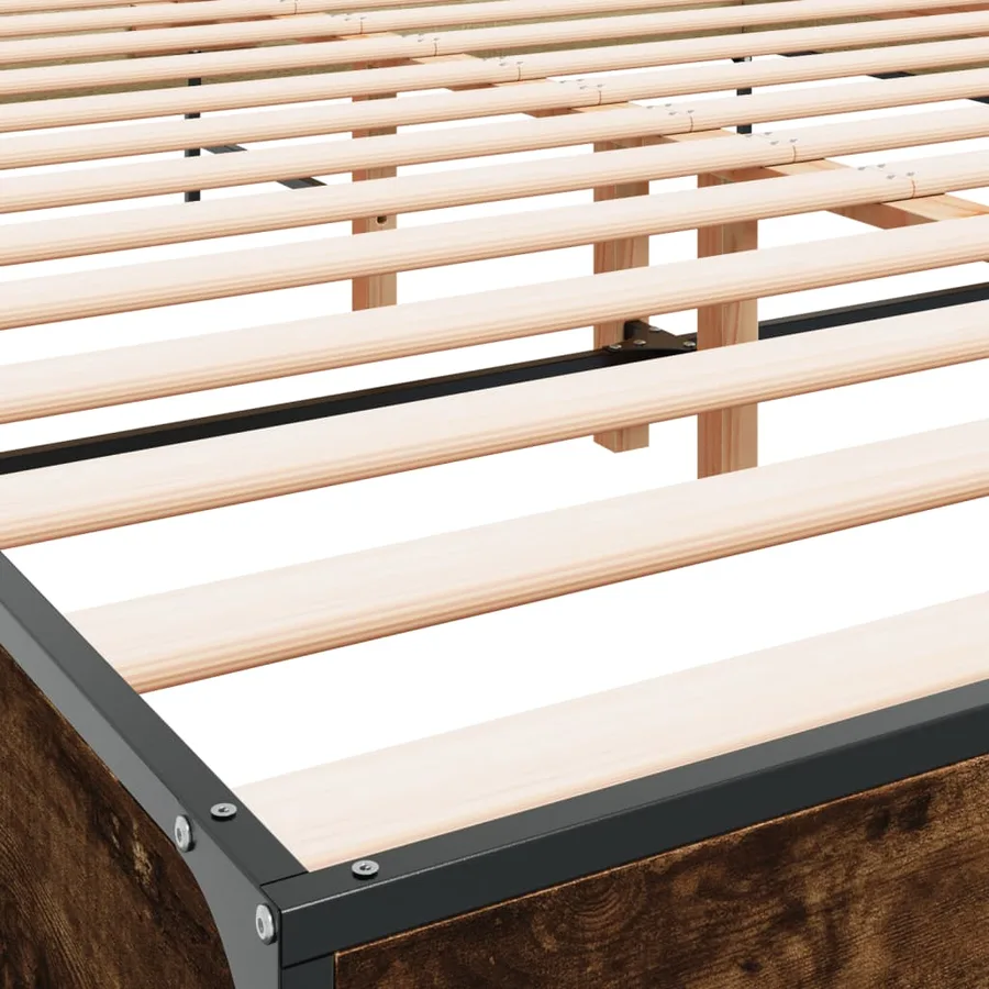Cadre de lit sans matelas chêne fumé 140x200 cm - 7