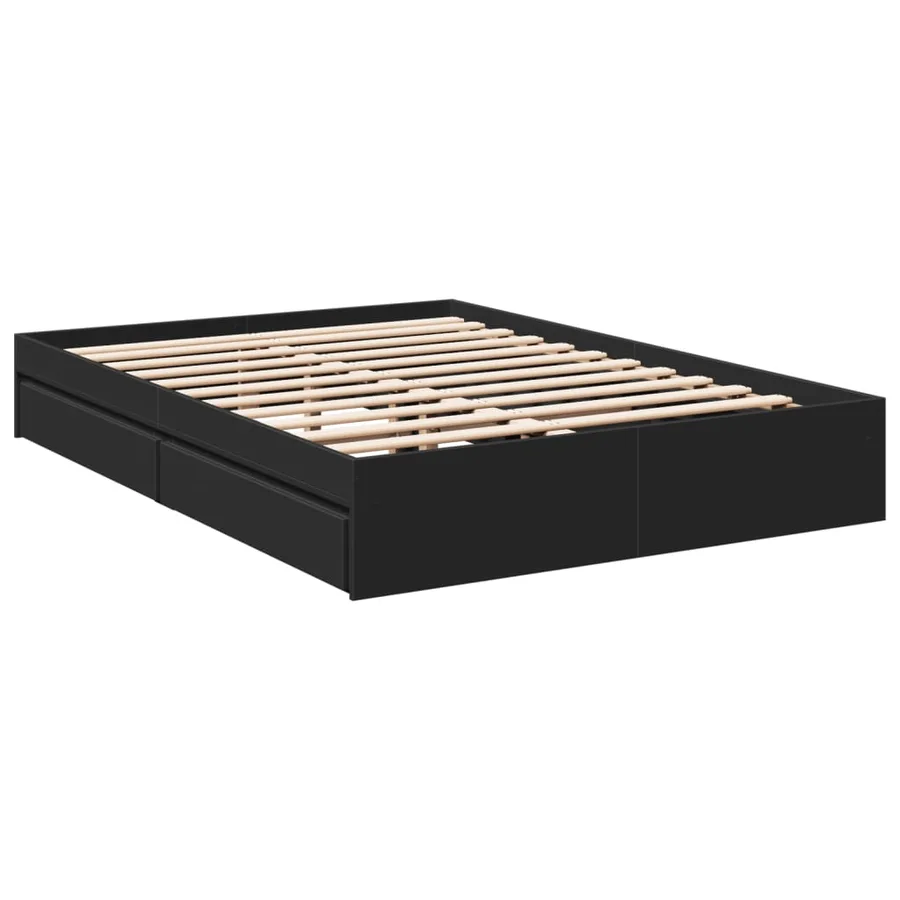 Cadre de lit avec tiroirs sans matelas noir 120x190 cm - 3
