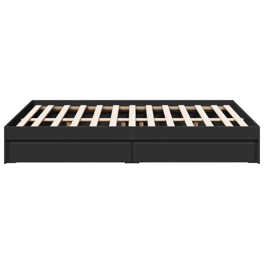 Cadre de lit avec tiroirs sans matelas noir 120x190 cm - 5