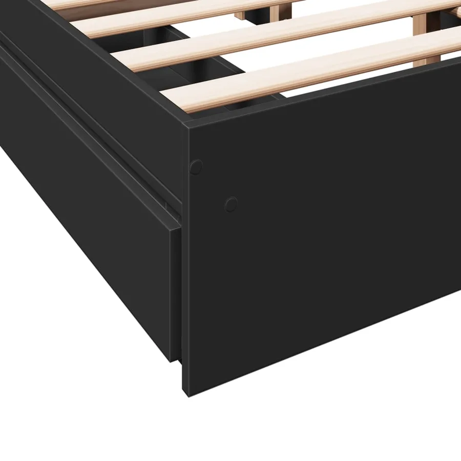 Cadre de lit avec tiroirs sans matelas noir 120x190 cm - 8