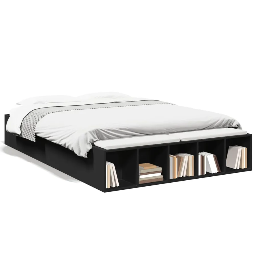 Cadre de lit sans matelas noir 120x190 cm - 2