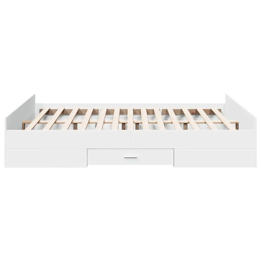 Cadre de lit avec tiroirs sans matelas blanc 160x200 cm - 5