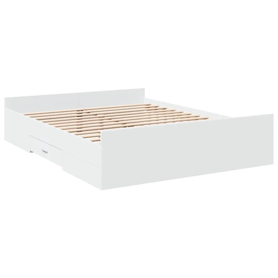 Cadre de lit avec tiroirs sans matelas blanc 160x200 cm - 6