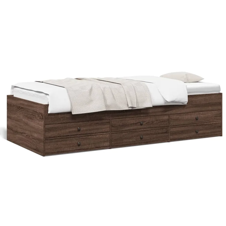 Lit de jour avec tiroirs sans matelas chêne marron 100x200 cm - 2
