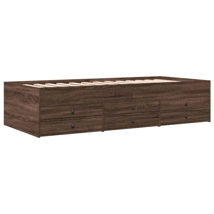 Lit de jour avec tiroirs sans matelas chêne marron 100x200 cm - 3
