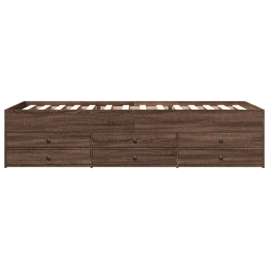 Lit de jour avec tiroirs sans matelas chêne marron 100x200 cm - 4