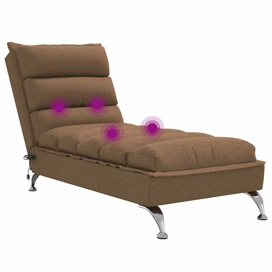 Chaise longue de massage avec coussins marron tissu - 7