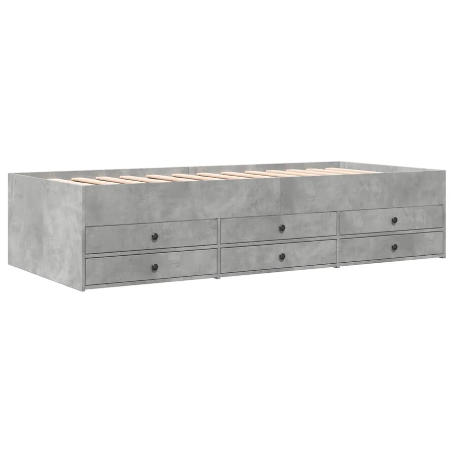 Lit de jour avec tiroirs sans matelas gris béton 90x190 cm - 3