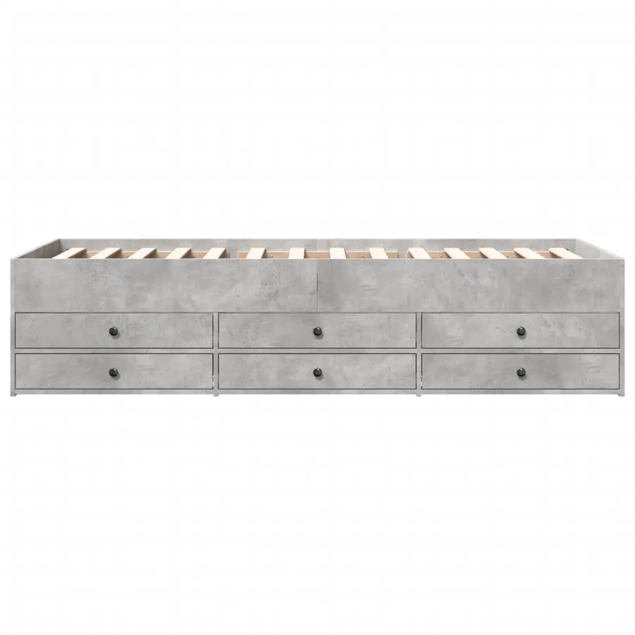 Lit de jour avec tiroirs sans matelas gris béton 90x190 cm - 4