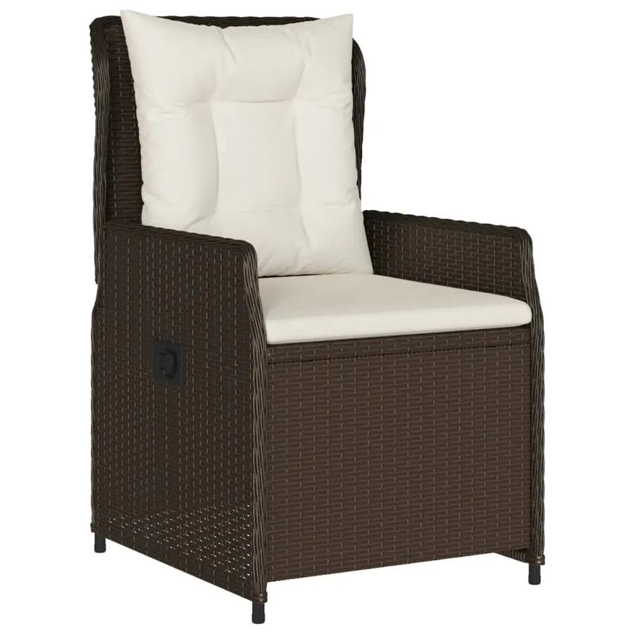 Ensemble à manger de jardin et coussins 9 pcs marron poly rotin - 3