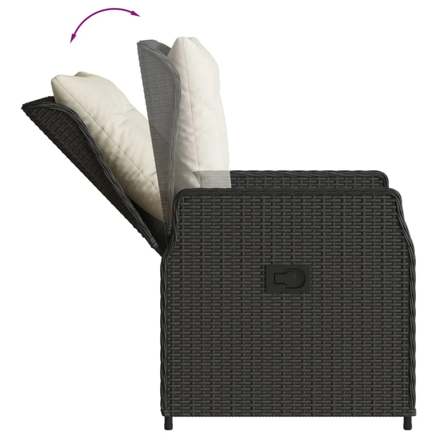Ensemble à manger de jardin avec coussins 3 pcs Noir - 5