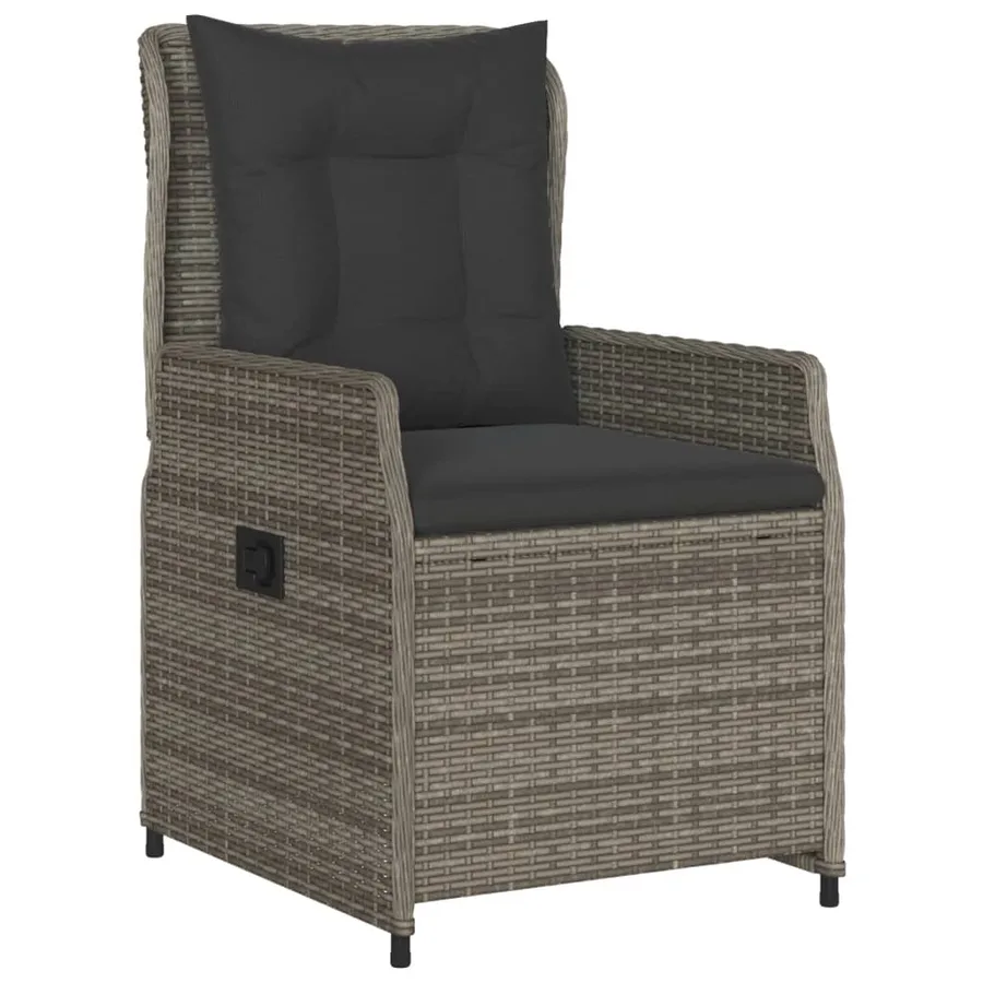 Ensemble à manger de jardin et coussins 7 pcs gris rotin - 3