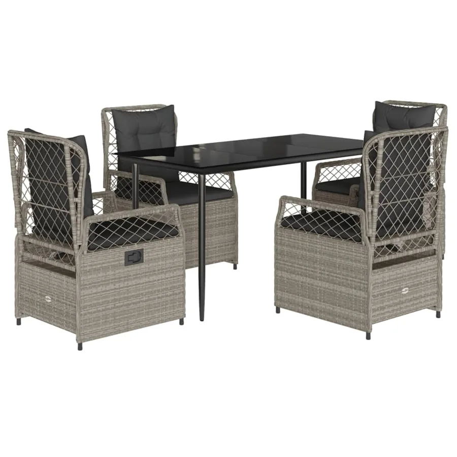 Ensemble à manger de jardin et coussins 5 pcs gris clair rotin - 2