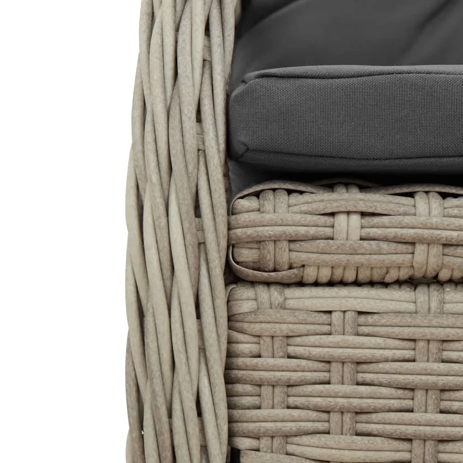 Ensemble à manger de jardin et coussins 5 pcs gris clair rotin - 6