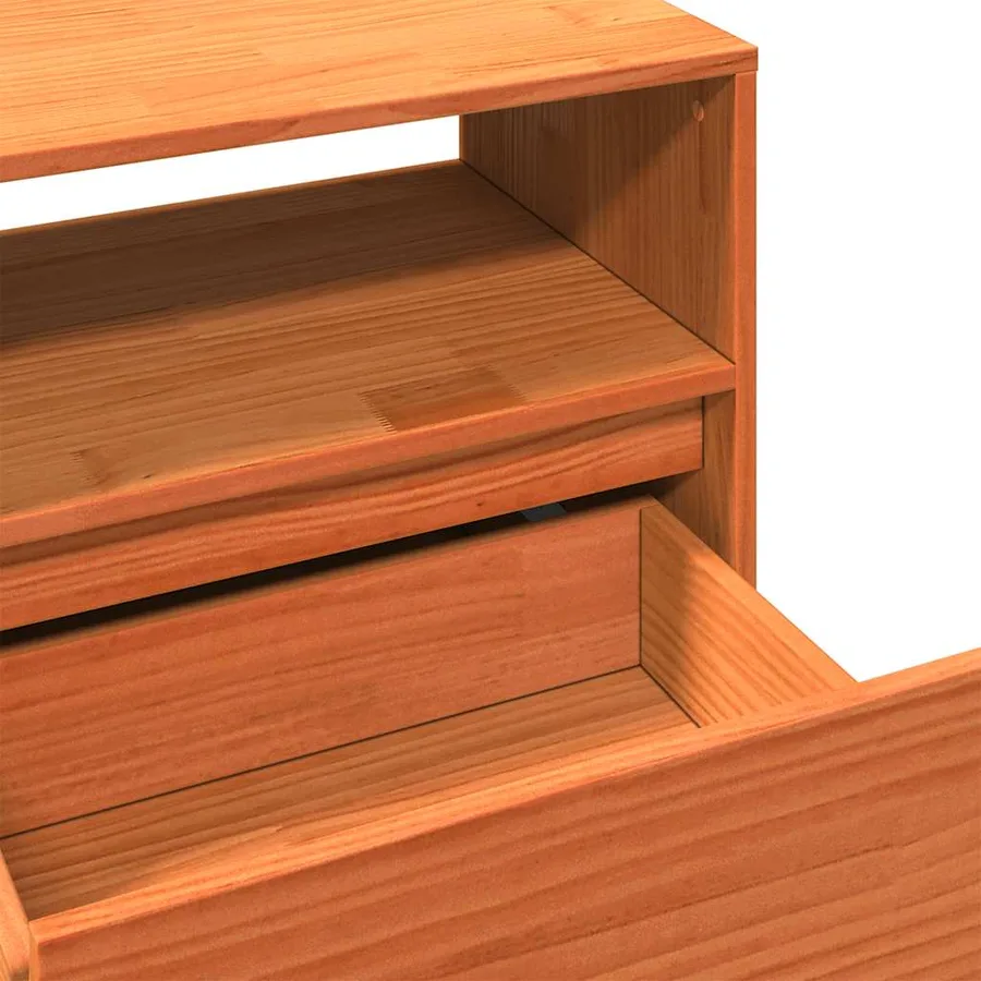 Meuble TV cire marron 140x37x50 cm bois pin massif - 10