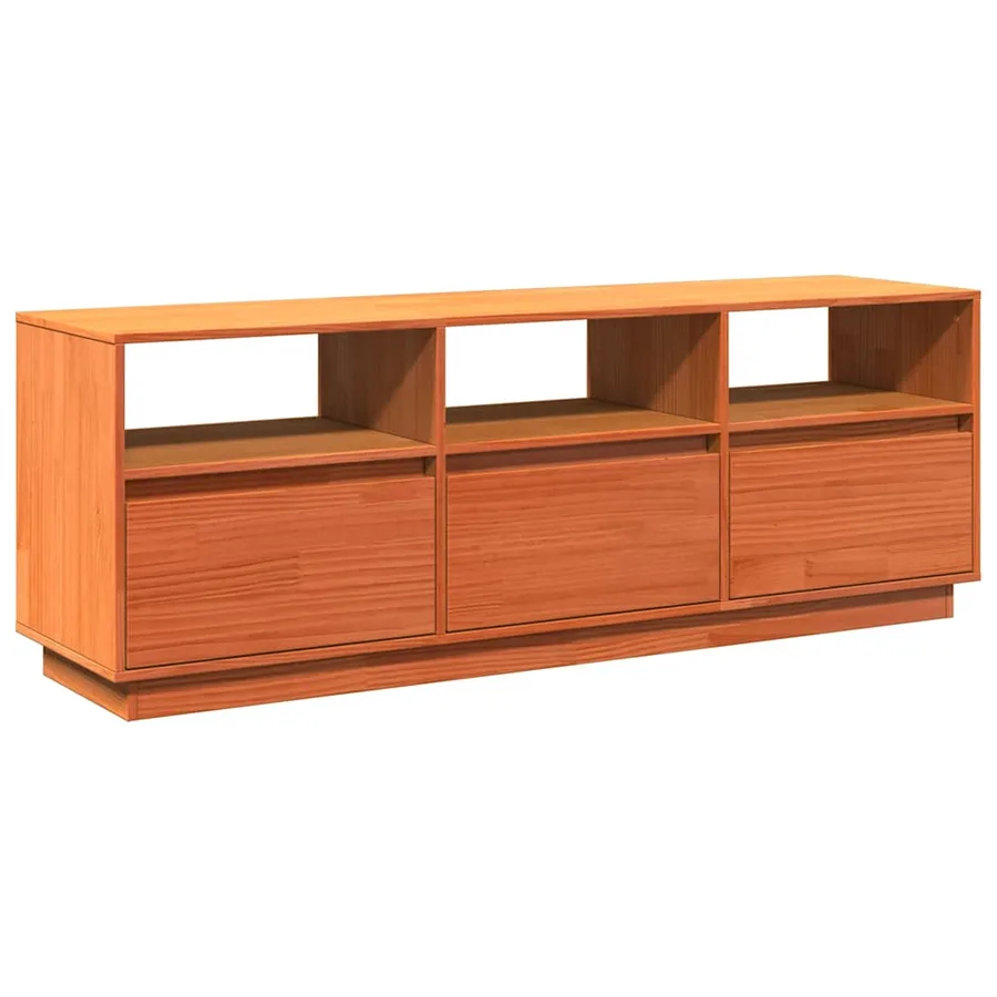 Meuble TV cire marron 140x37x50 cm bois pin massif - 2