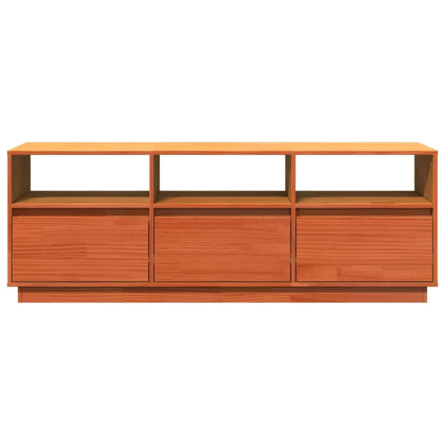 Meuble TV cire marron 140x37x50 cm bois pin massif - 6