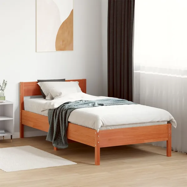 Cadre de lit sans matelas cire marron 90x190 cm bois pin massif