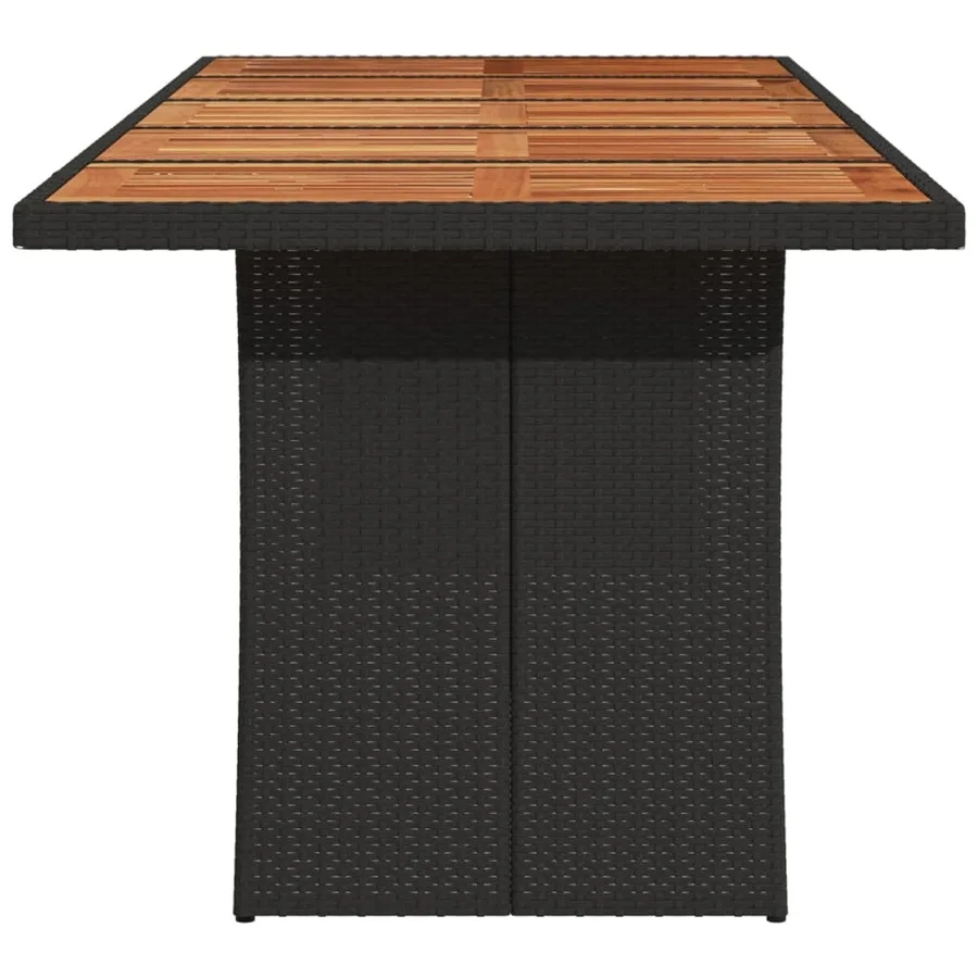 Table de jardin et dessus en bois d'acacia noir résine tressée - 5
