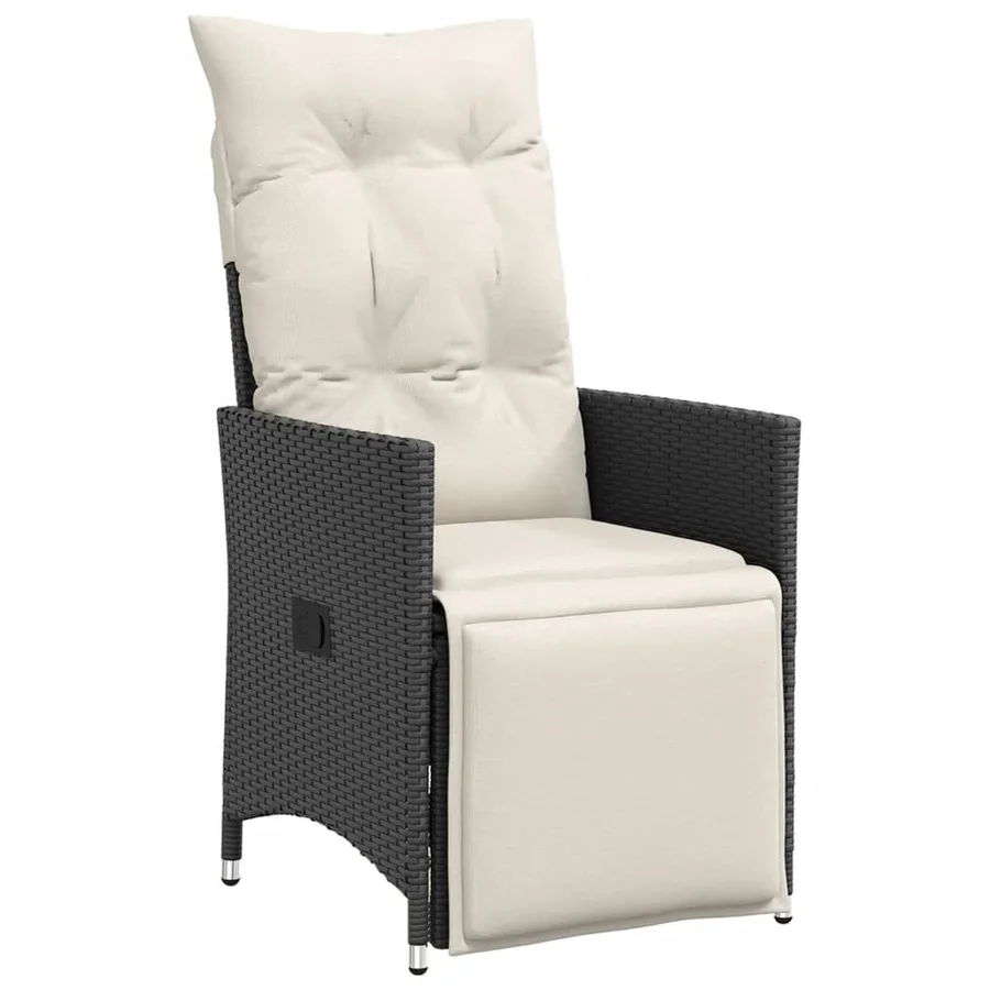 Ensemble de bistro 3 pcs avec coussins noir résine tressée - 3