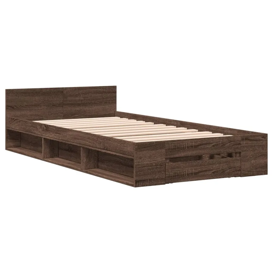Cadre de lit avec tiroir sans matelas chêne marron 75x190 cm - 3