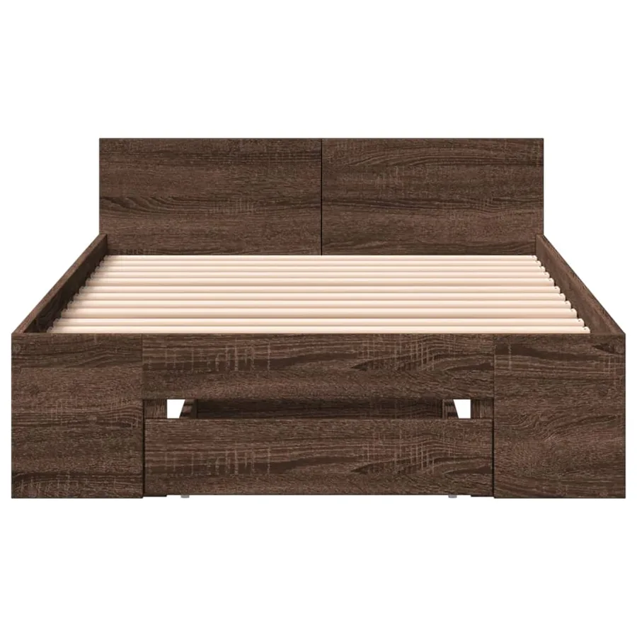 Cadre de lit avec tiroir sans matelas chêne marron 75x190 cm - 4