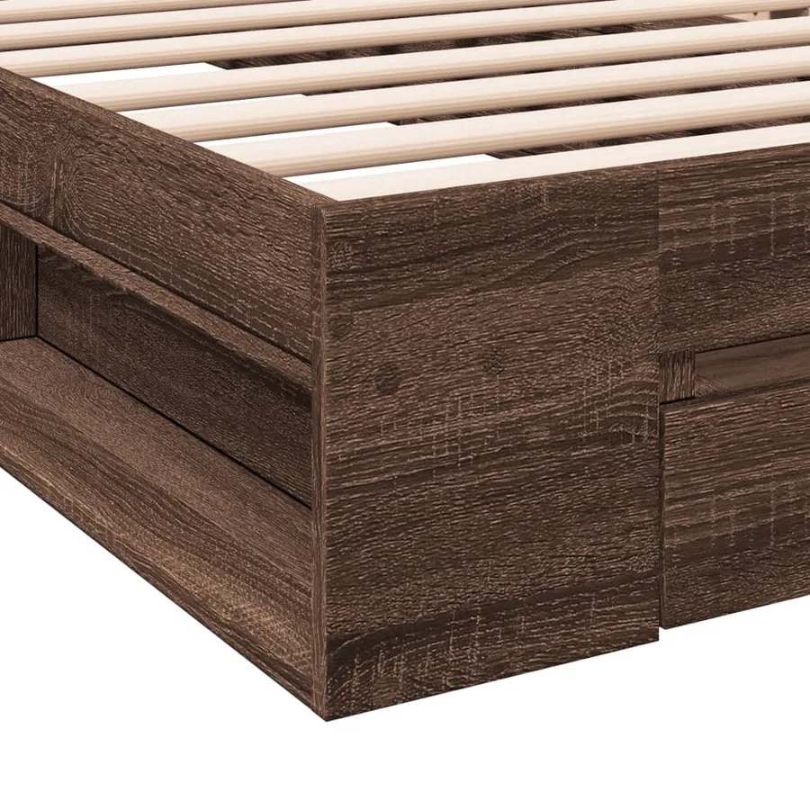 Cadre de lit avec tiroir sans matelas chêne marron 75x190 cm - 8