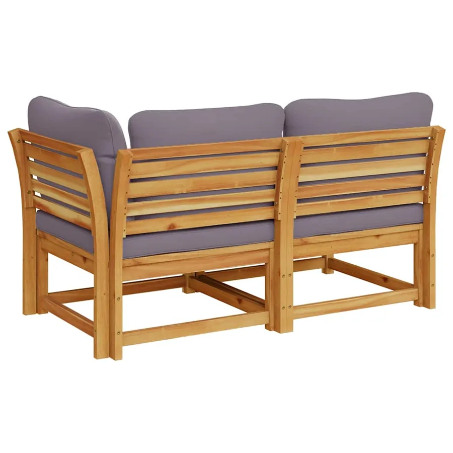 Salon de jardin 2 pcs avec coussins bois massif d'acacia - 5