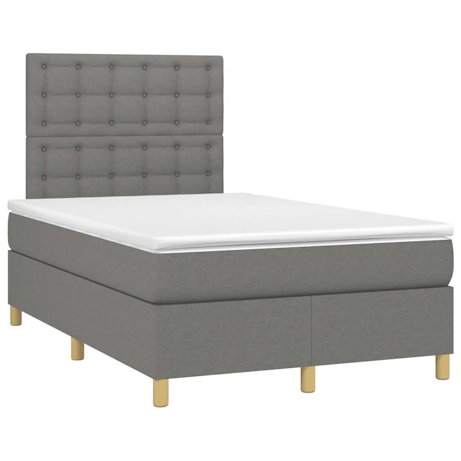 Sommier à lattes de lit avec matelas gris foncé 120x190cm tissu - 2