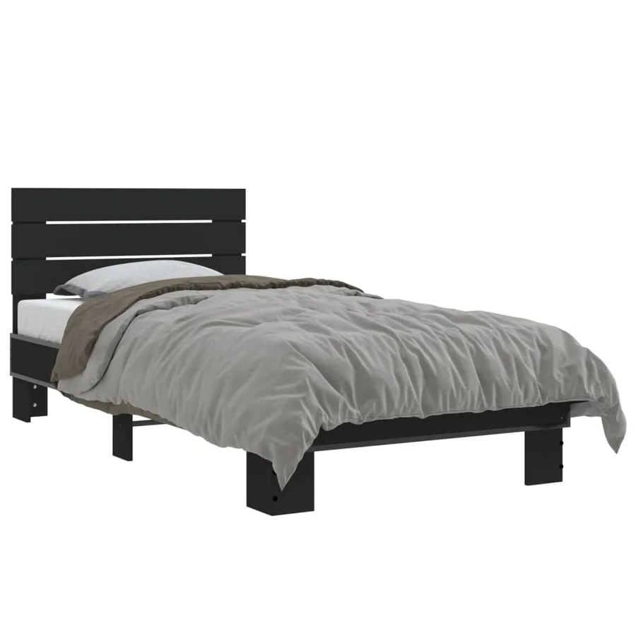 Cadre de lit sans matelas noir 75x190 cm - 2