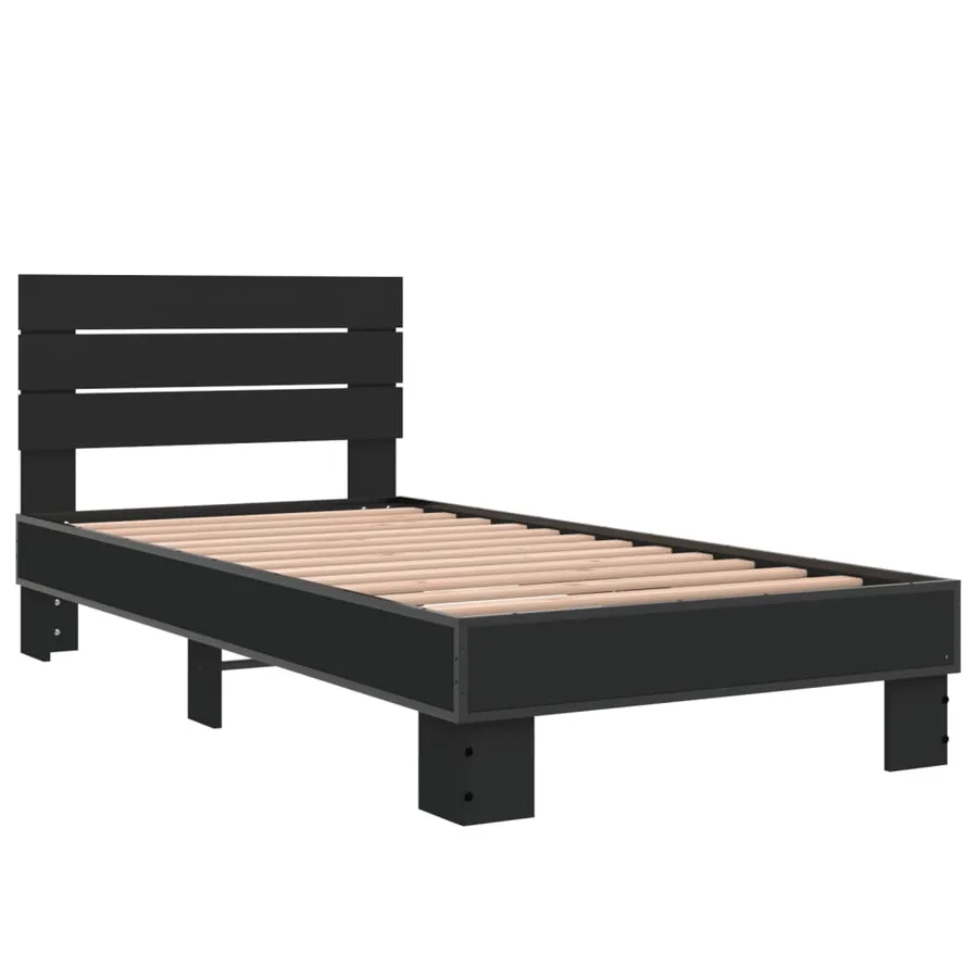 Cadre de lit sans matelas noir 75x190 cm - 3