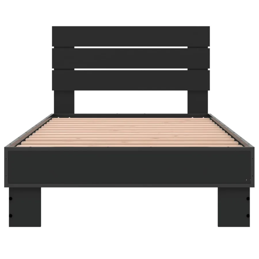 Cadre de lit sans matelas noir 75x190 cm - 4