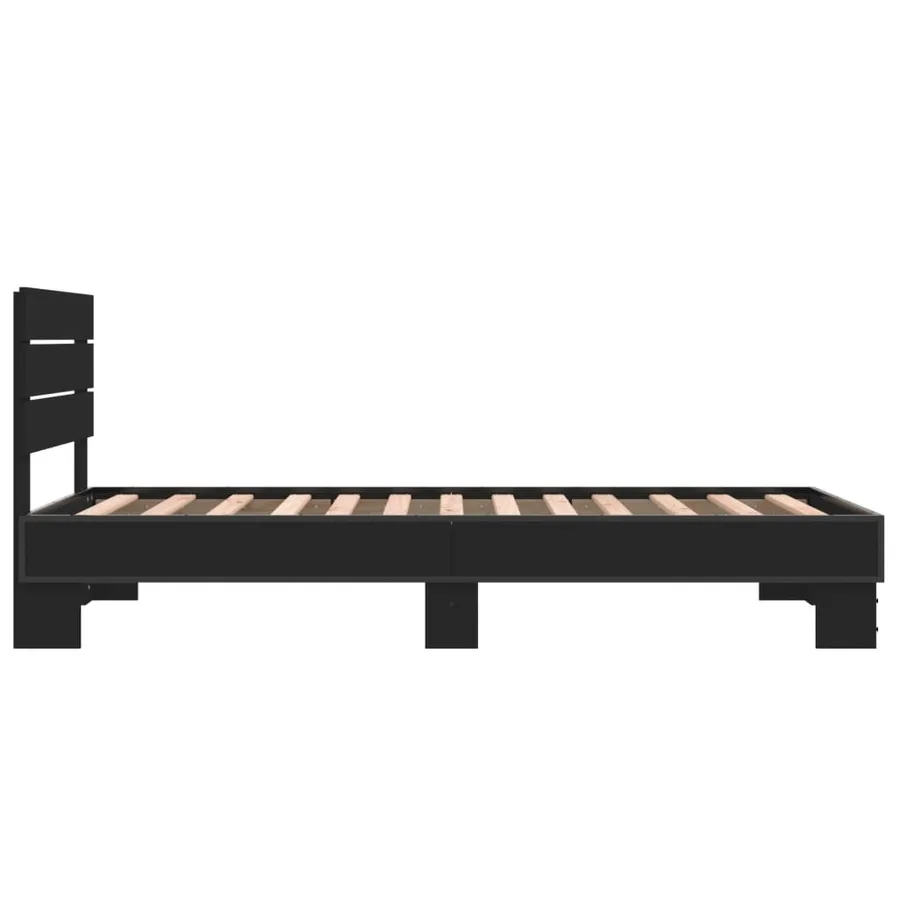 Cadre de lit sans matelas noir 75x190 cm - 5