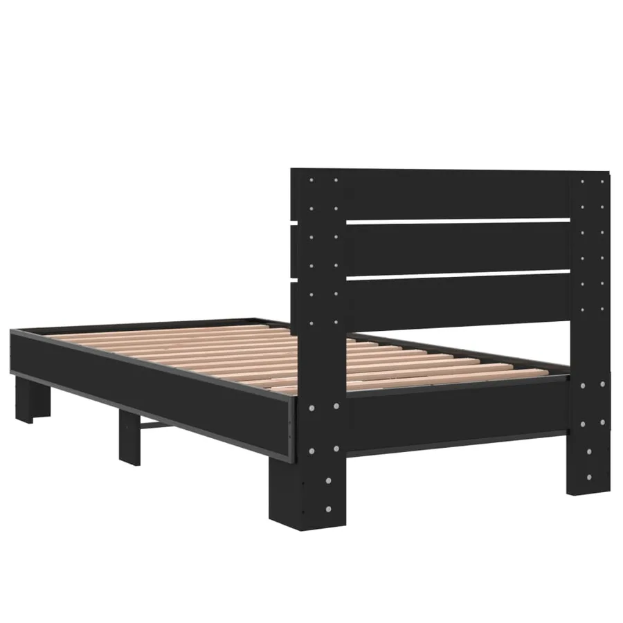 Cadre de lit sans matelas noir 75x190 cm - 6