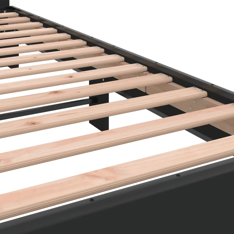 Cadre de lit sans matelas noir 75x190 cm - 7