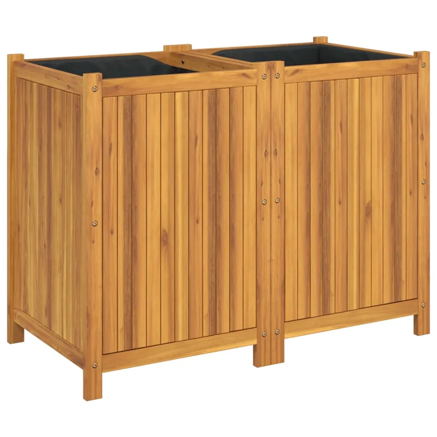 Jardinière avec doublure 100x50x75 cm bois massif d'acacia - 2
