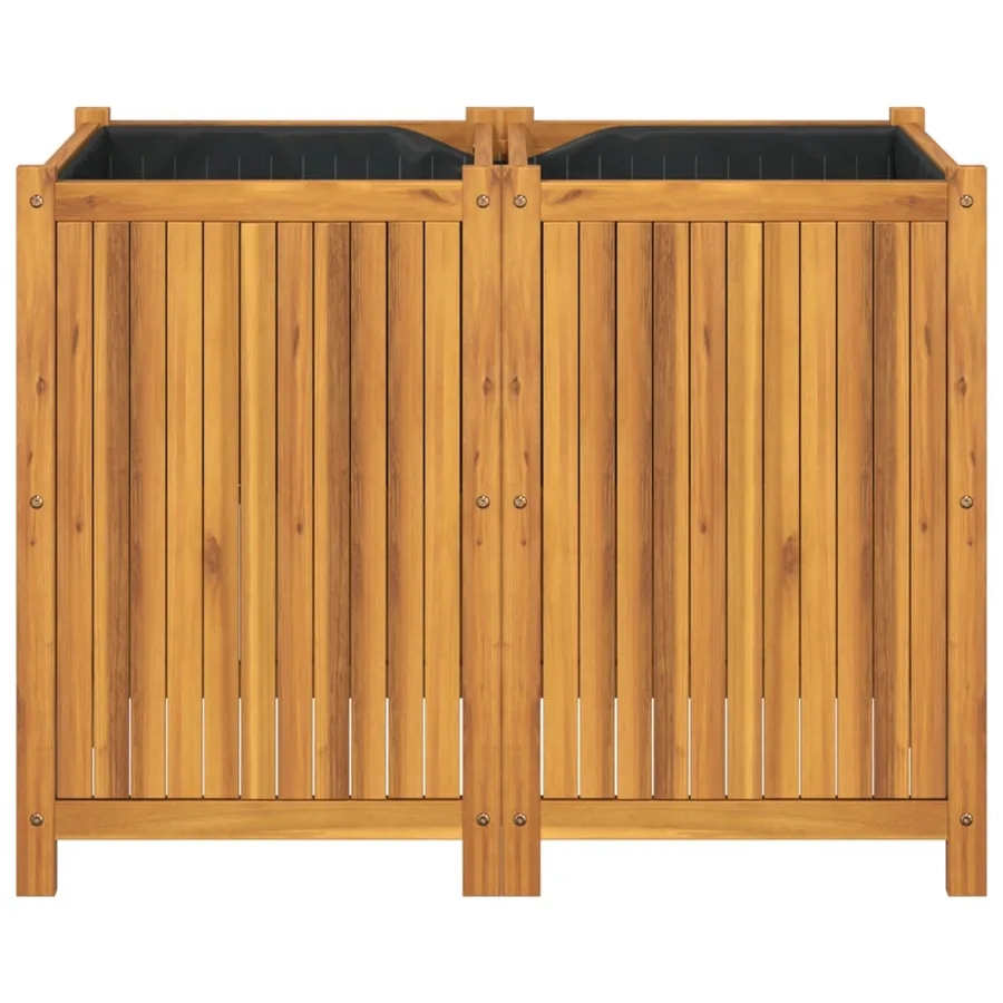 Jardinière avec doublure 100x50x75 cm bois massif d'acacia - 4
