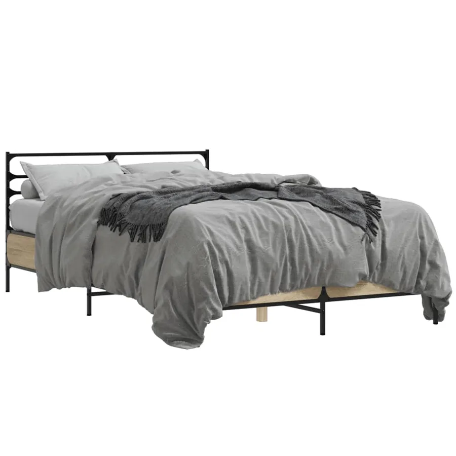 Cadre de lit sans matelas chêne sonoma 140x190 cm - 2