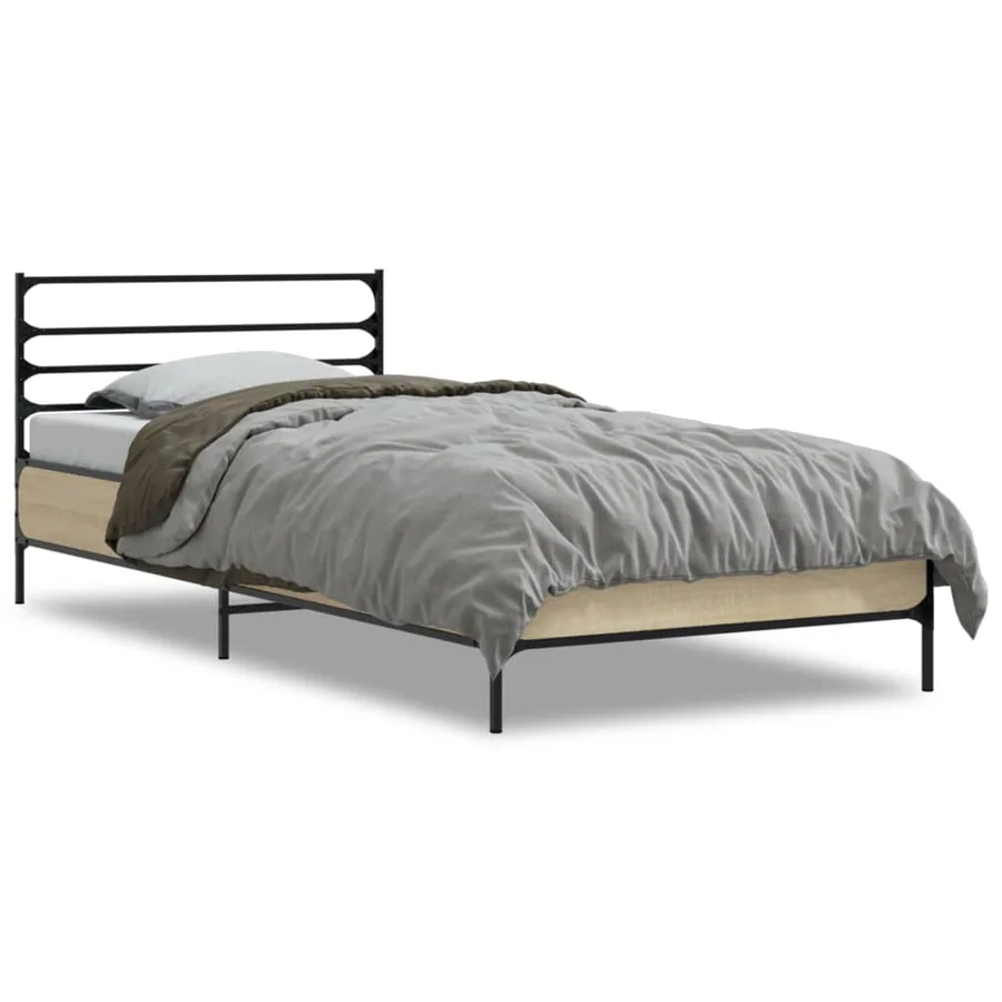Cadre de lit sans matelas chêne sonoma 90x190 cm - 2