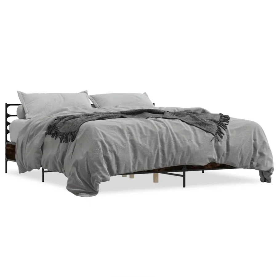 Cadre de lit sans matelas chêne fumé 180x200 cm - 2
