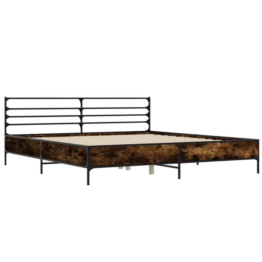 Cadre de lit sans matelas chêne fumé 180x200 cm - 3