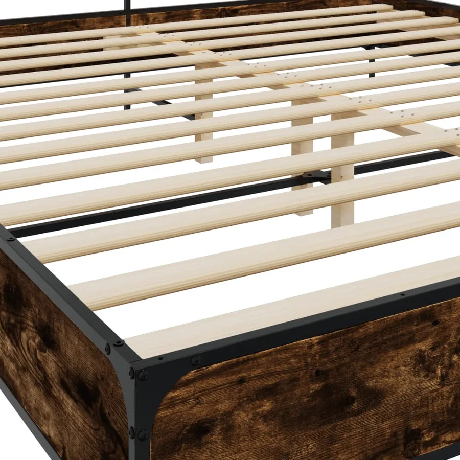 Cadre de lit sans matelas chêne fumé 180x200 cm - 7
